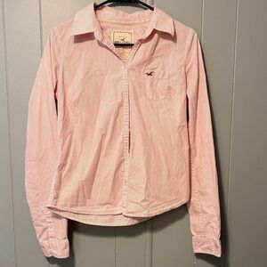 Y2K Hollister Light Pink And White Striped Shirt